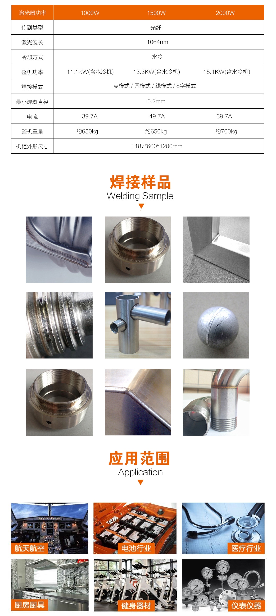 机器人激光焊接机产品参数